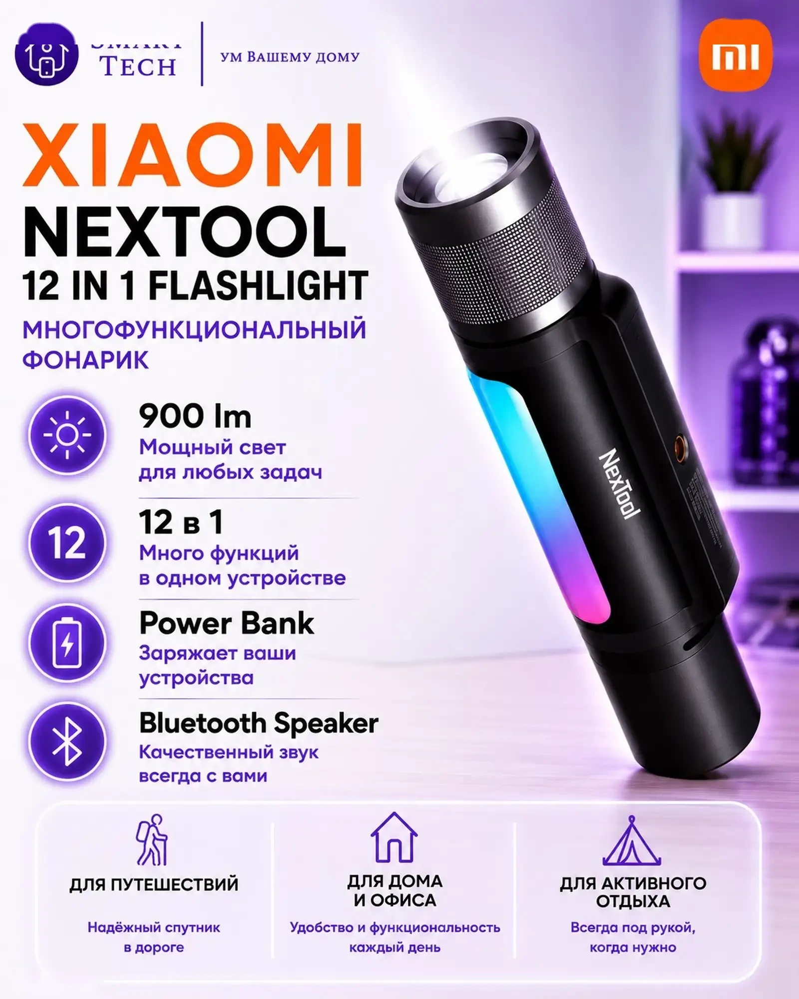Фонарик Xiaomi NexTool 12-в-1 — фото 2