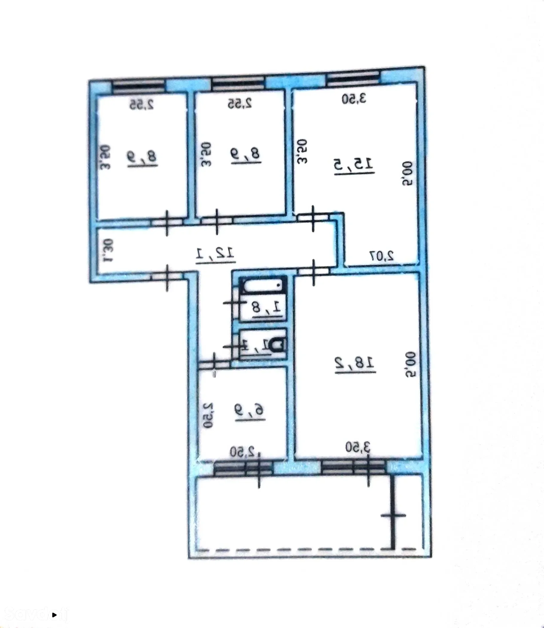 4-к квартира, 3 этаж, 90 м², н.Фирдавси