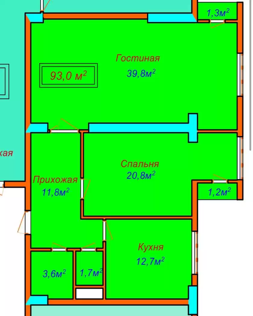 2-к квартира, 13 этаж, 93 м², Шохмансур