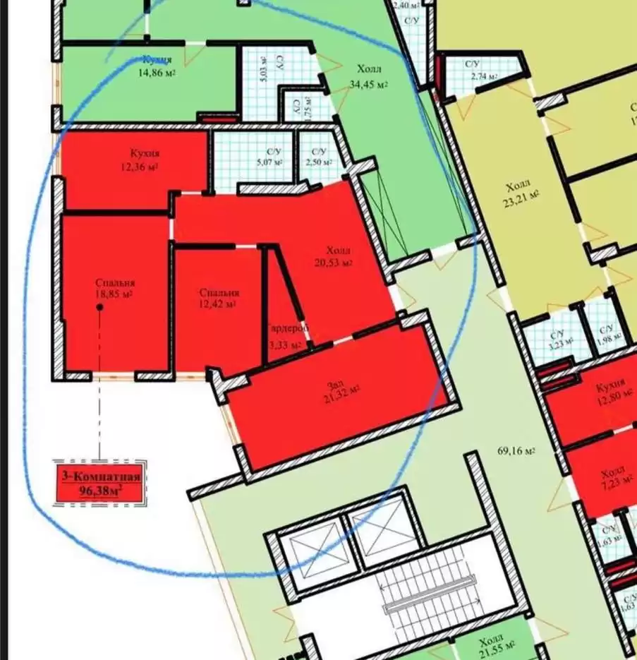3-к квартира, 12 этаж, 106 м², И.Сомони