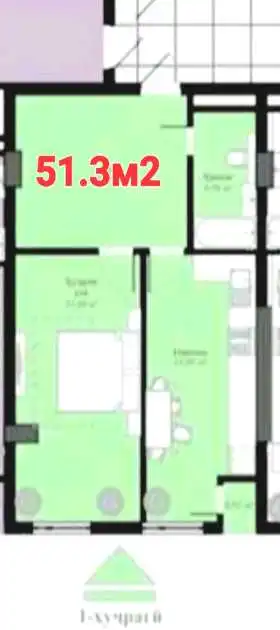 1-к квартира, 8 этаж, 51.3 м², Гиссар