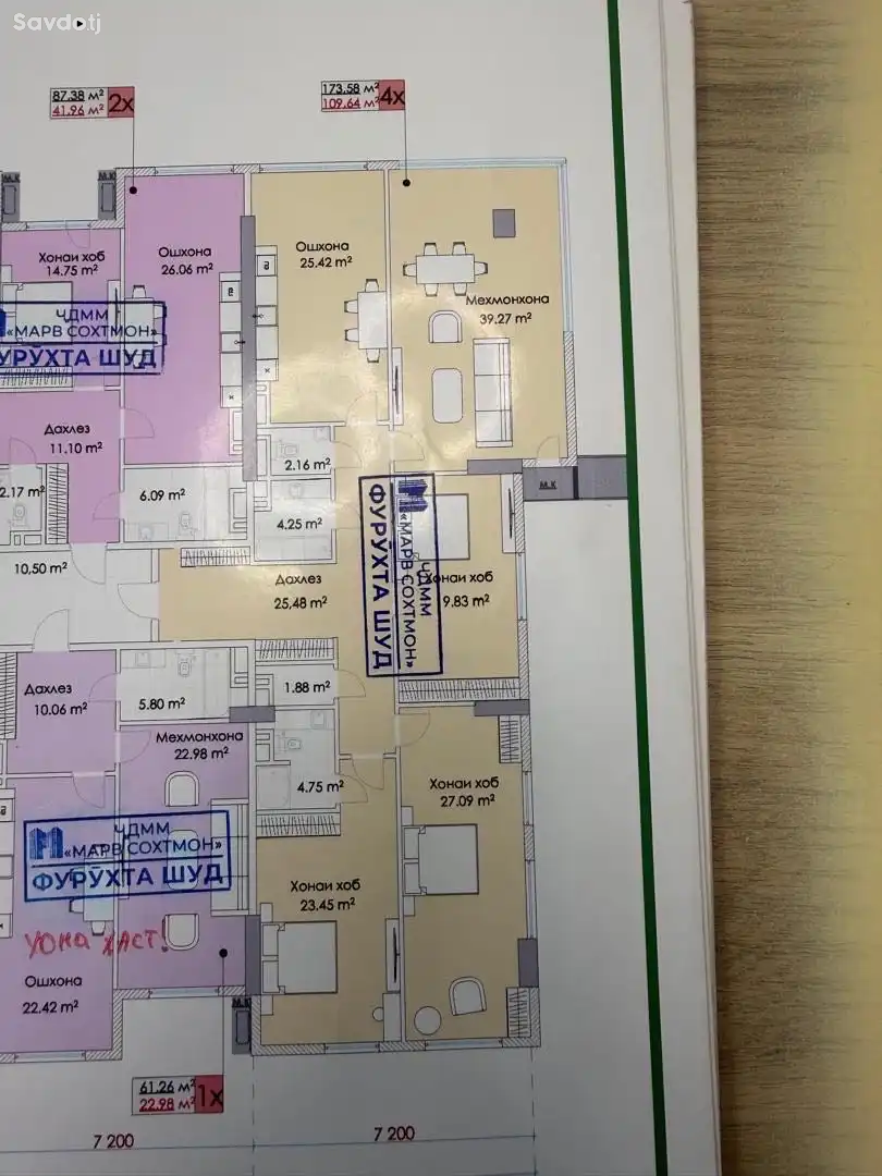 4-к квартира, 6 этаж, 173 м², чордома