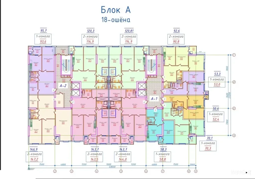 2-комн. квартира, 17 этаж, 120 м², Шохмансур — фото 3