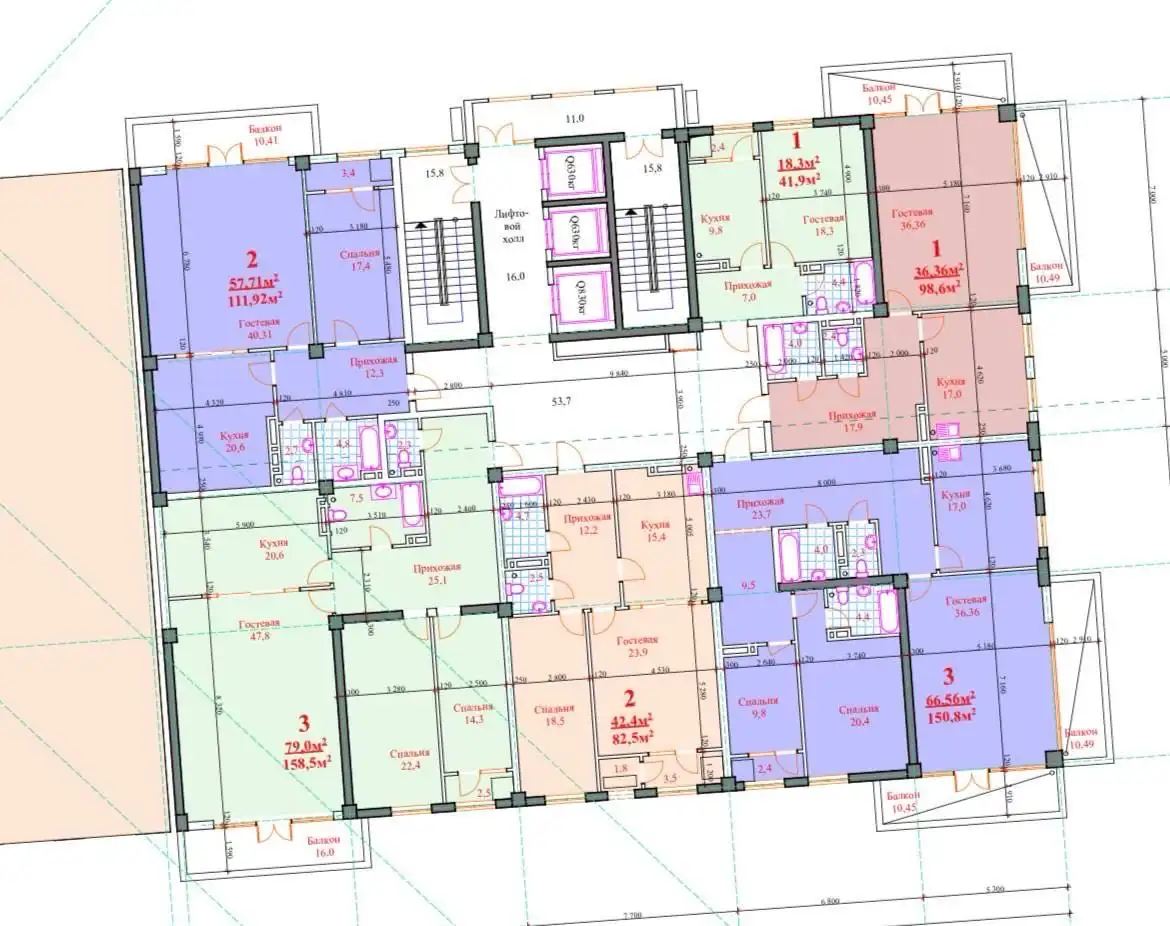 2-к квартира, 17 этаж, 83 м², Исмоили Сомони