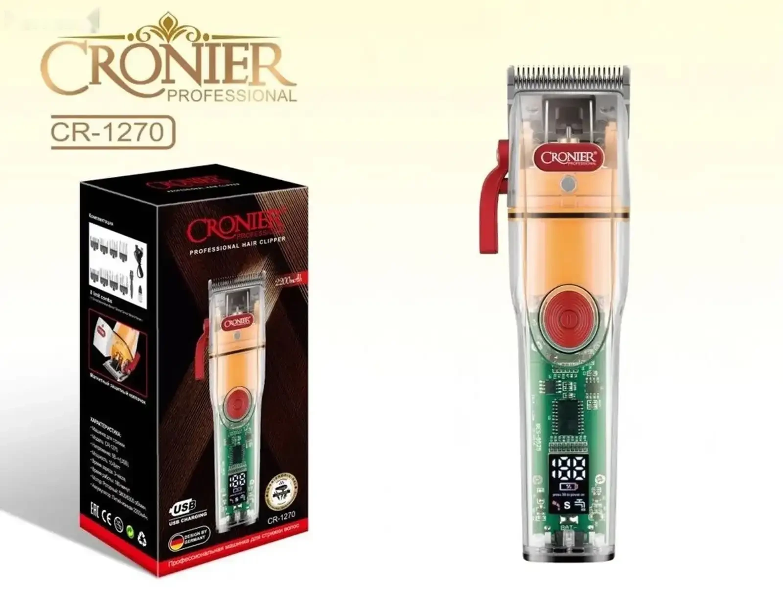 Машинка для стрижки волос Cronier CR-1270 Professional Hair Clipper — фото 4