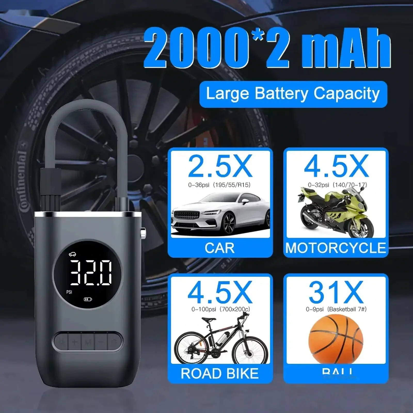 Беспроводной автомобильный Компрессор насос Car Air Pump — фото 4