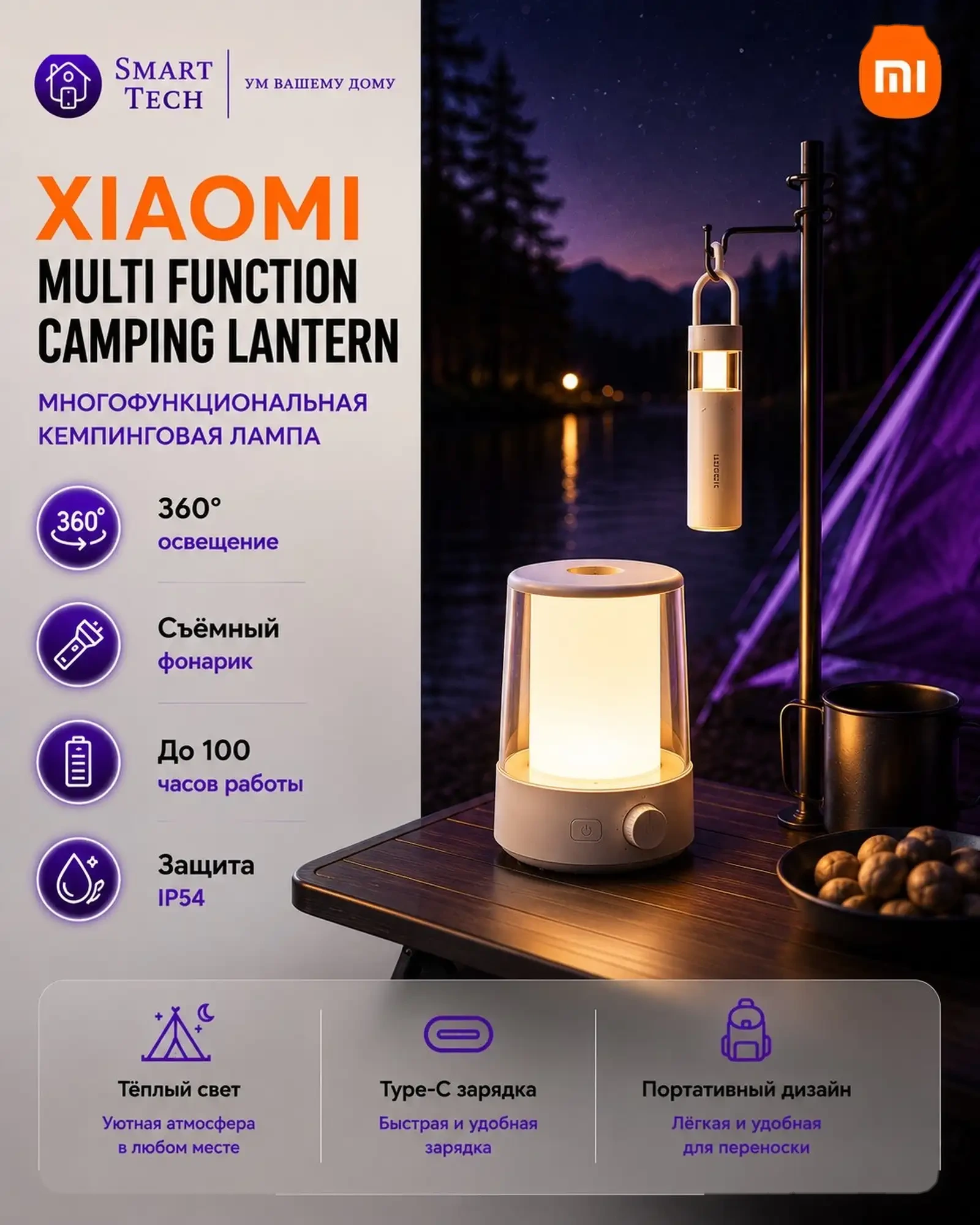 Лампа Xiaomi Mijia Split Camping Light — фото 2