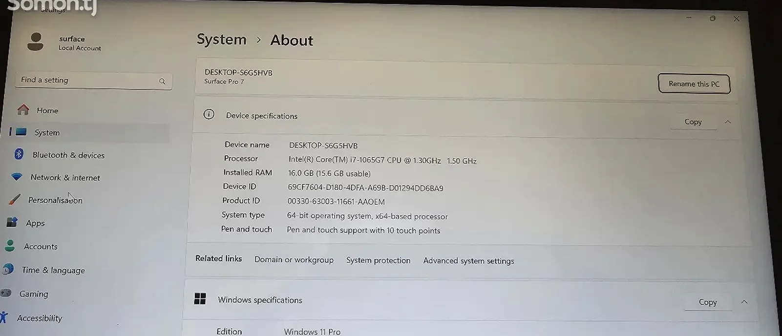 Ноутбук Microsoft Surface Pro i7 10th 16/512
