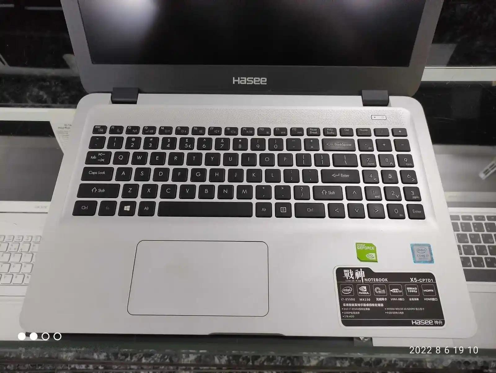 Игровой ноутбук Hasee X5 Core i7-8550U Geforce MX 150 2gb/8gb/128gb/1tb 8th GEN — фото 4