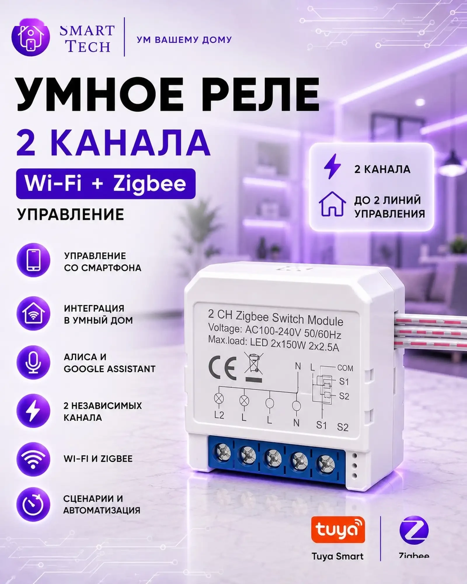 Реле с нулем 2 канальное — фото 2