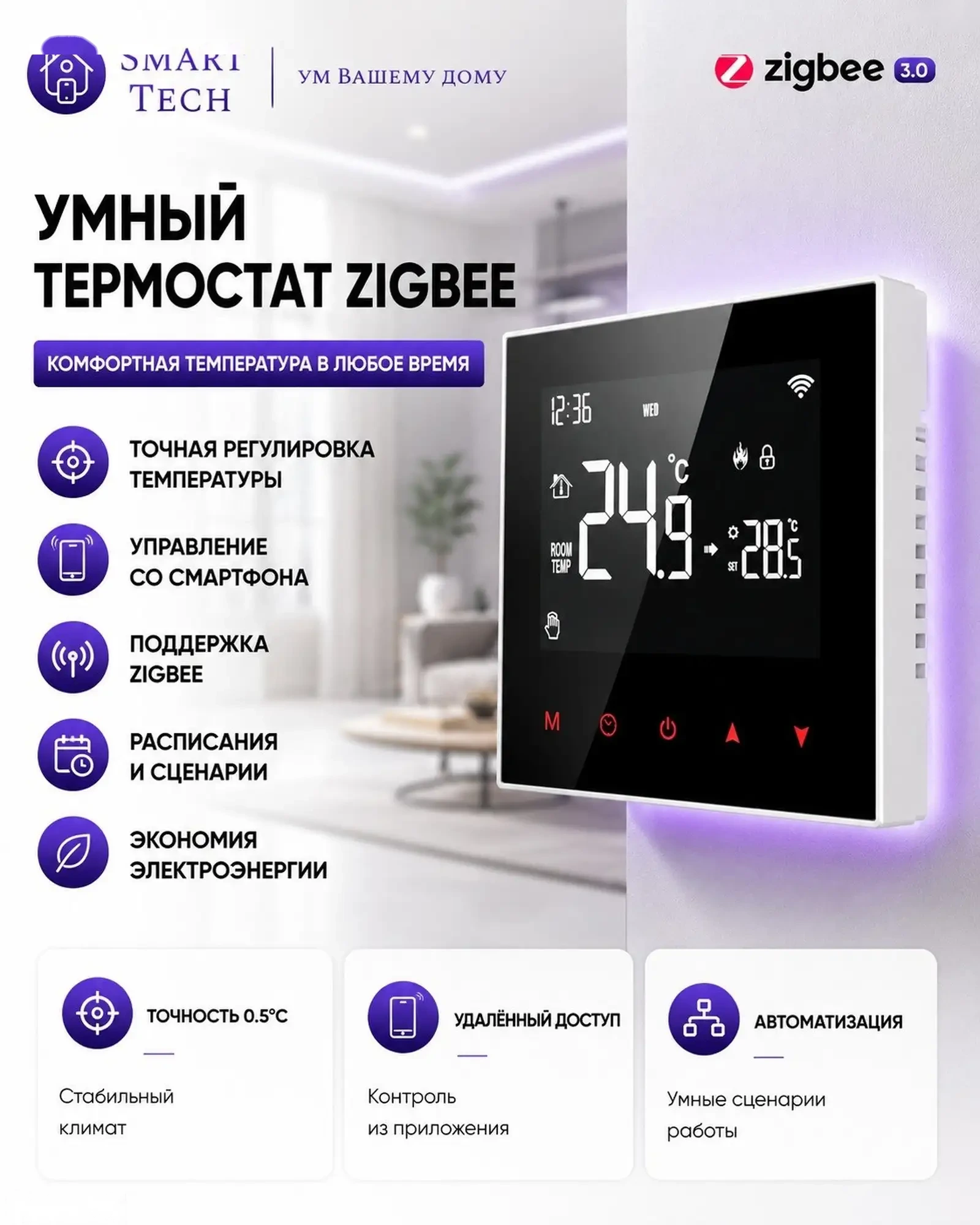 Умный термостат Zigbee — фото 2