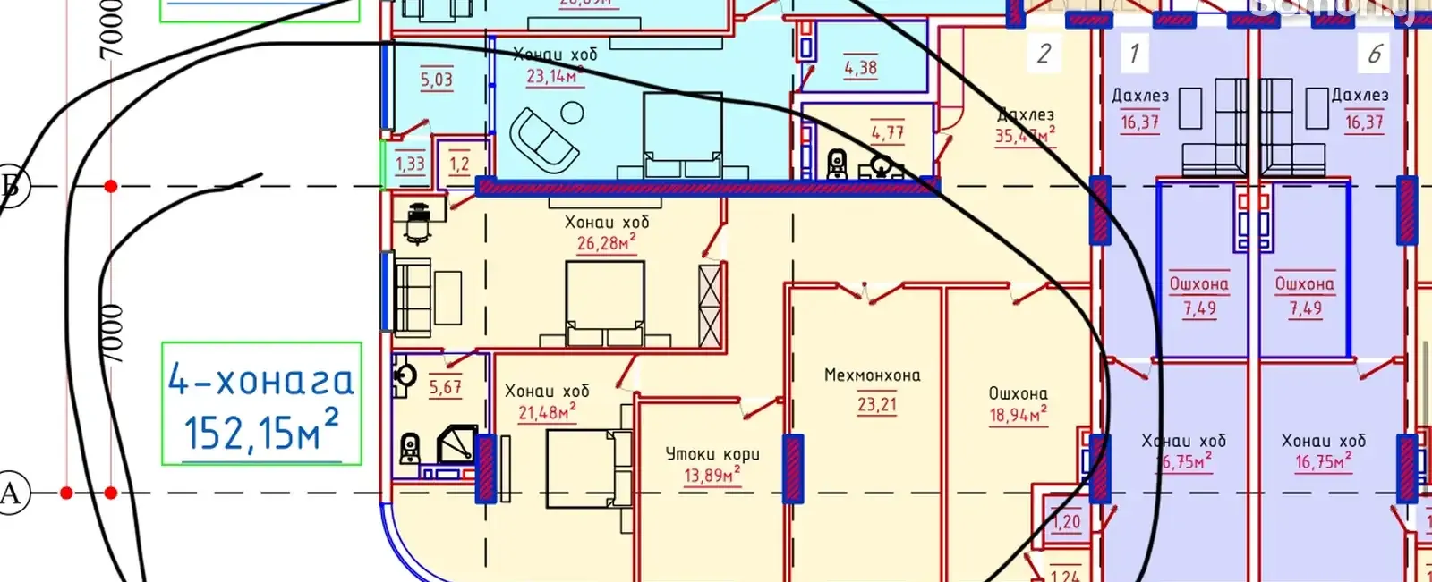 4-комн. квартира, 14 этаж, 152 м², Сино — фото 3