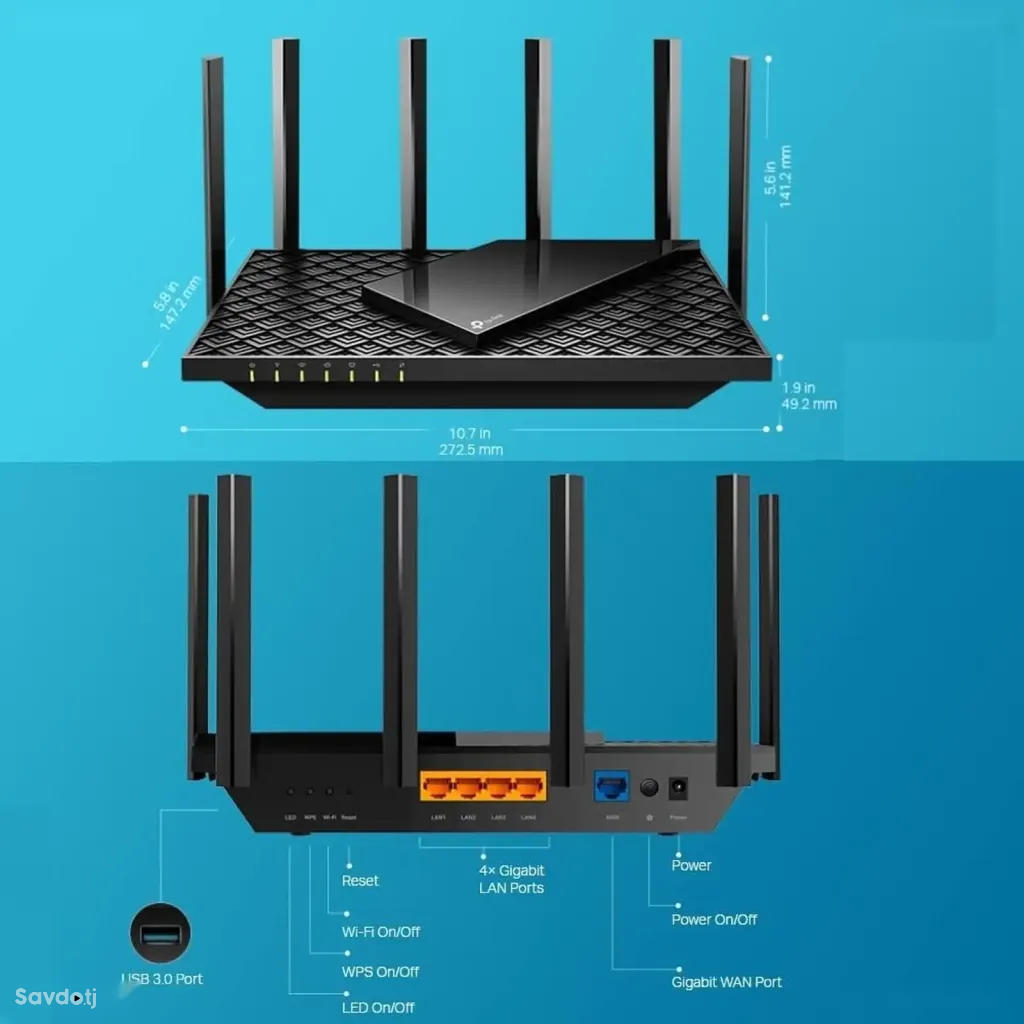 Wi-Fi роутер TP-Link Archer AX72 AX5400 Wi-Fi 6 Gigabit Dual-Band