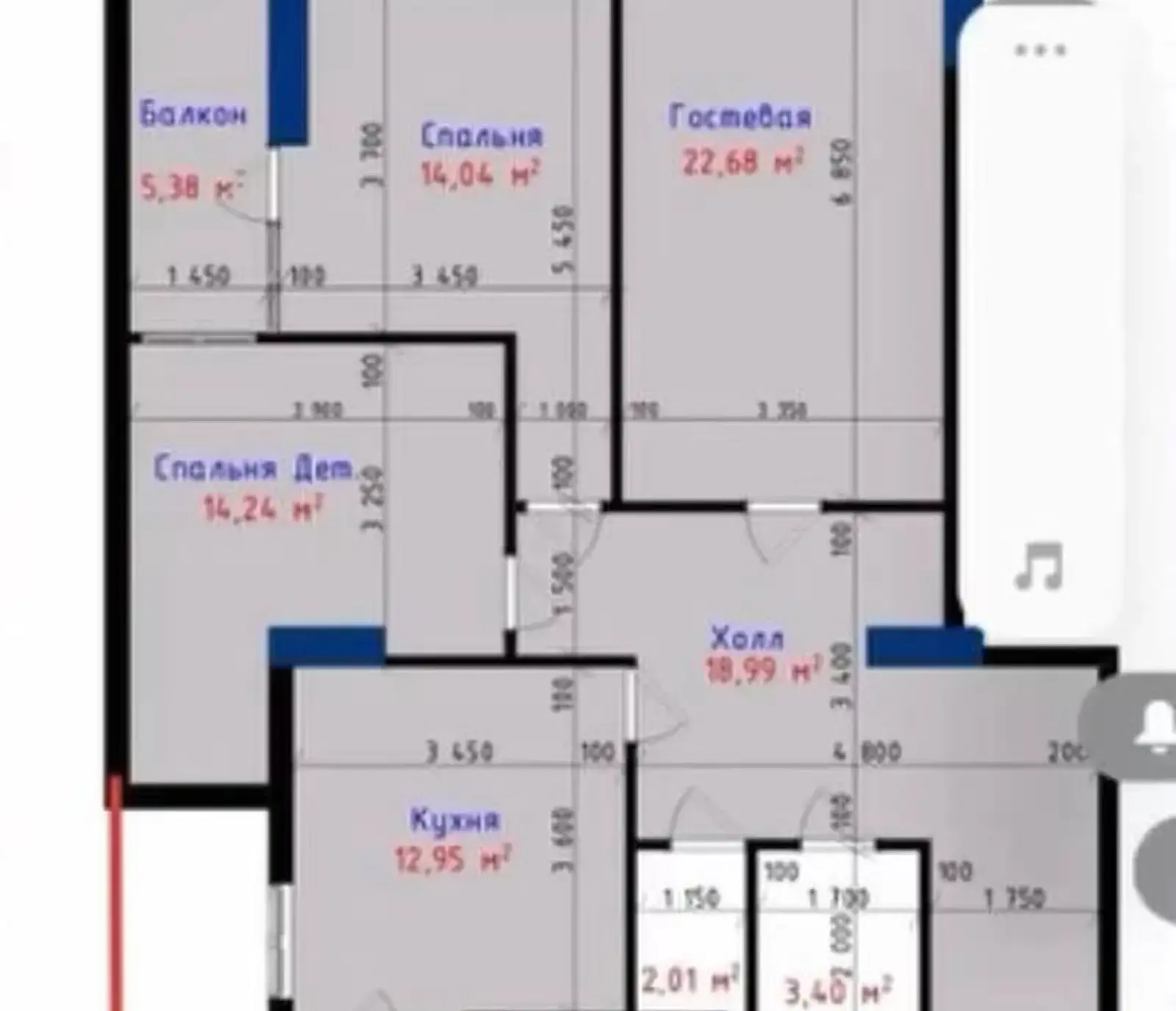 3-комн. квартира, 9 этаж, 107 м², Мехргон,Global Group — фото 2