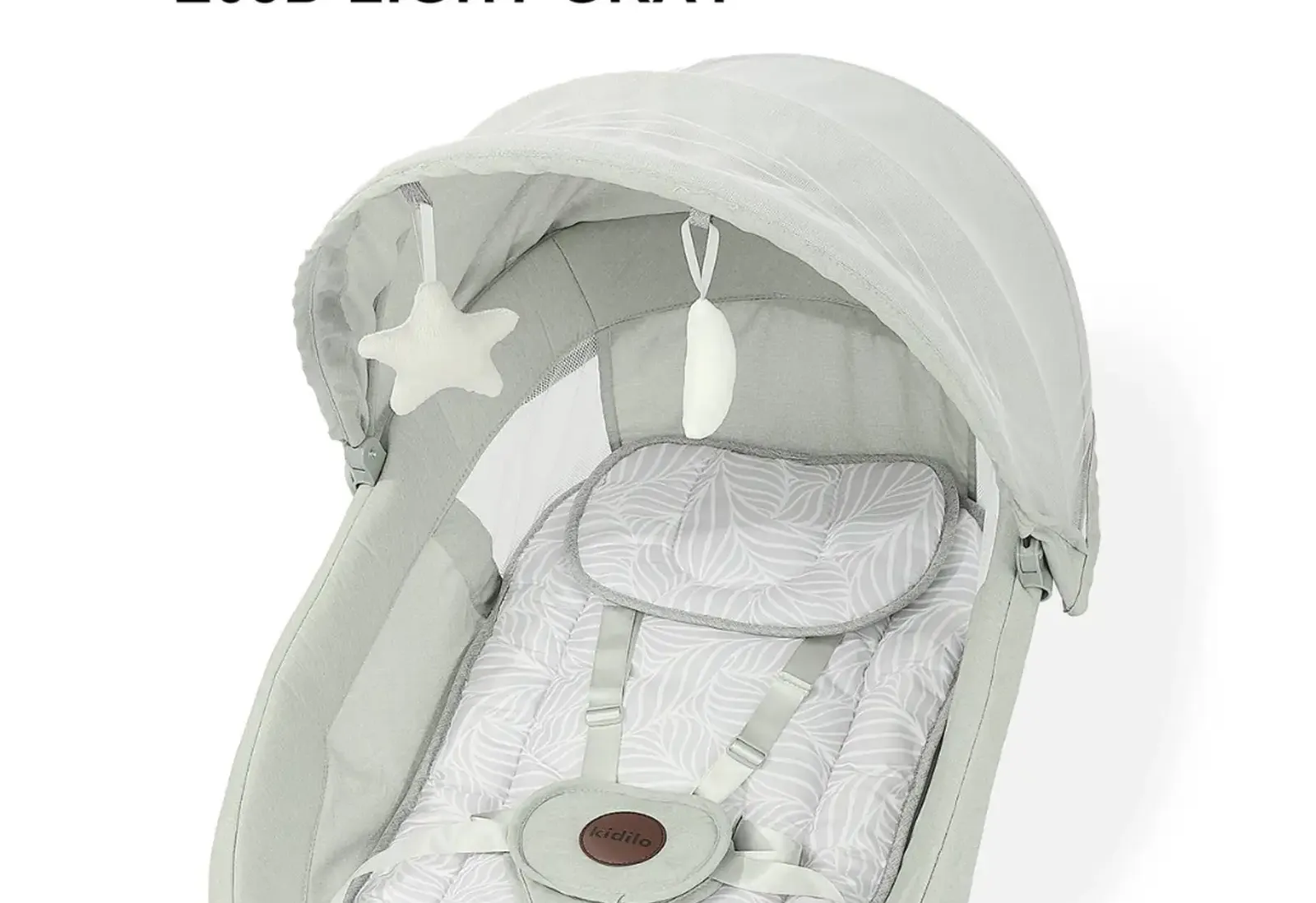 Шезлонг-качалка Kidilo 3 в 1, с автоматическим укачиванием и москитной сет