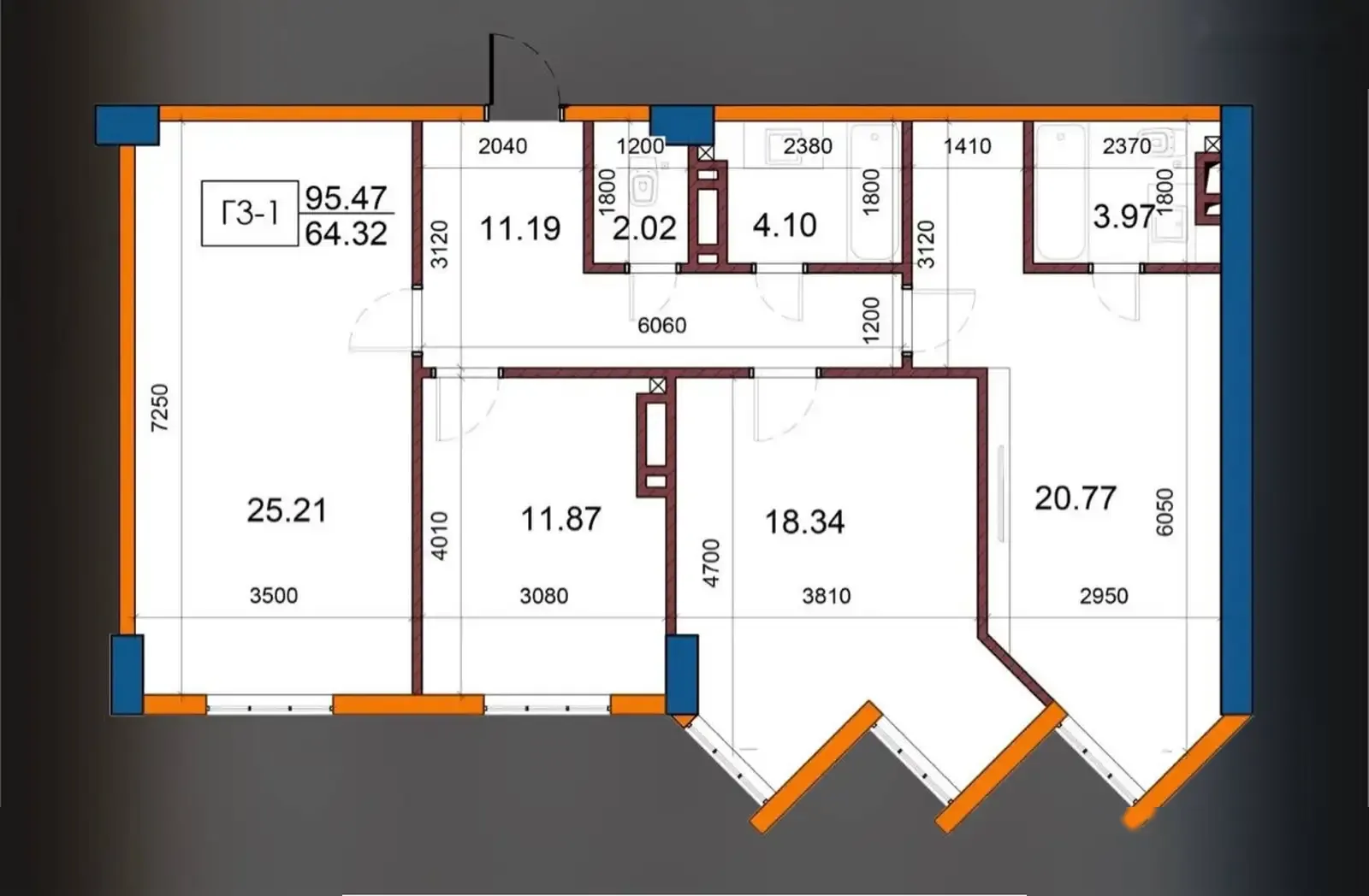3-комн. квартира, 15 этаж, 97 м², И. Сомони — фото 2