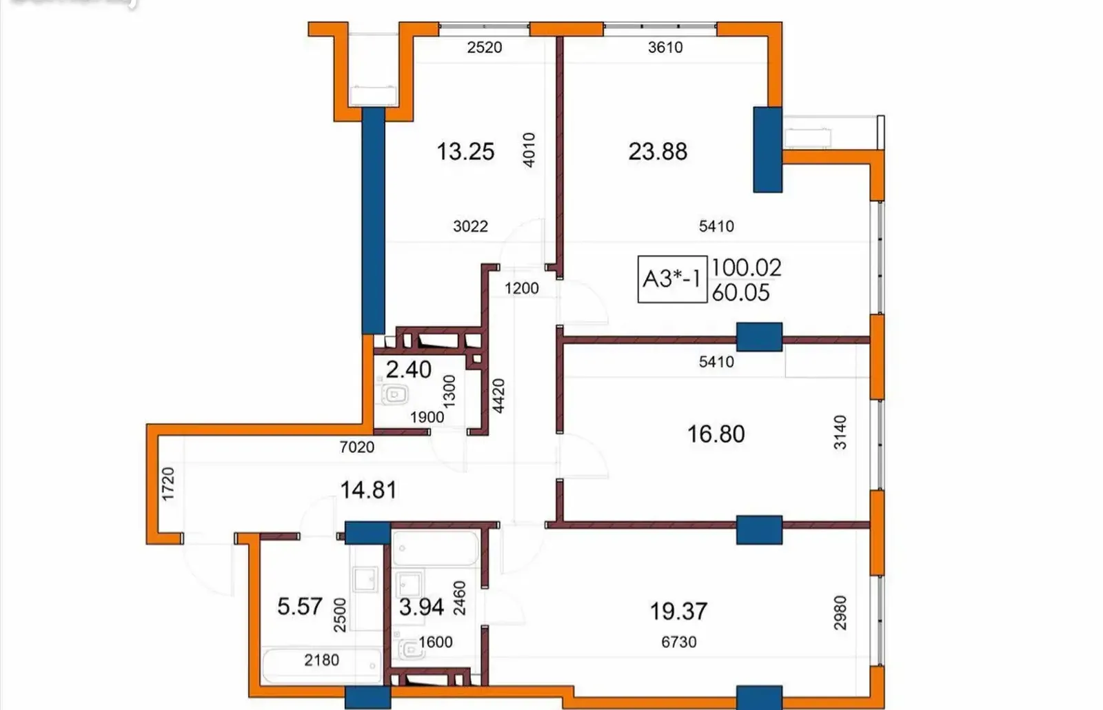 3-комн. квартира, 16 этаж, 100 м², Исмоили сомони