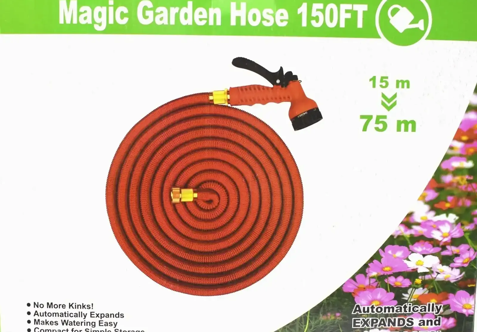 Шланг поливочный растягивающийся с распылителем Magic Garden Hose 150FT — фото 3