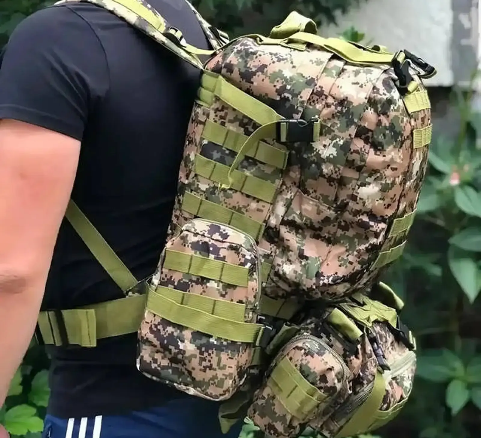 Рюкзак тактичный 55 л, B08 з подсумками, 53х35х22 см, Американский пиксель