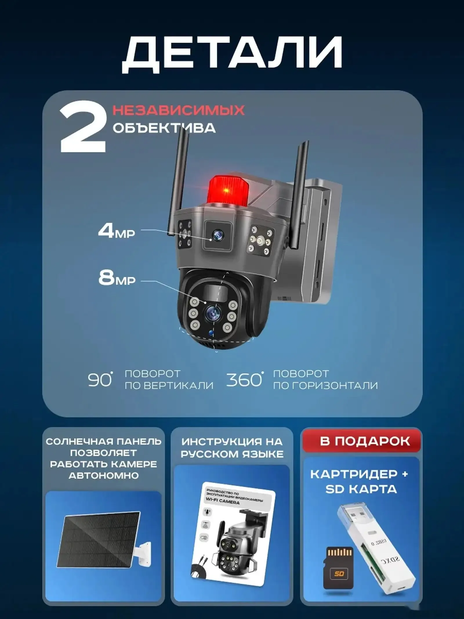 Камера видеонаблюдения на солнечных батареях 4G