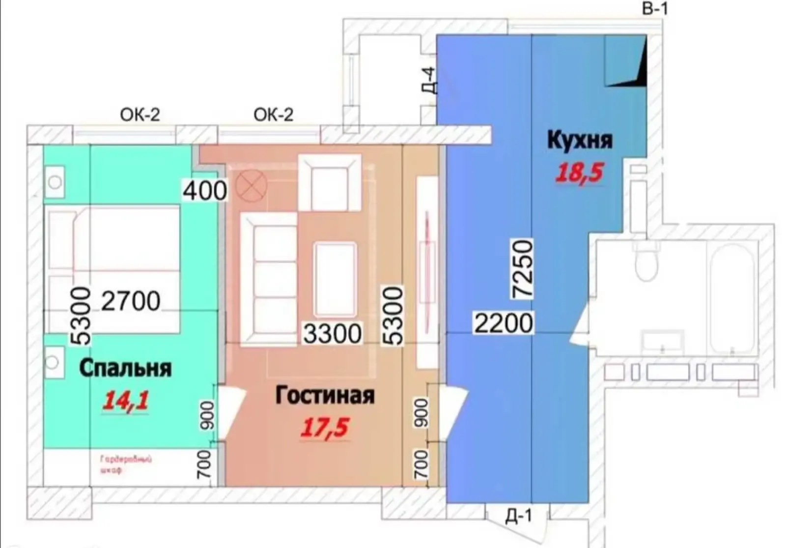 2-комн. квартира, 4 этаж, 56м², Шохмансур — фото 8