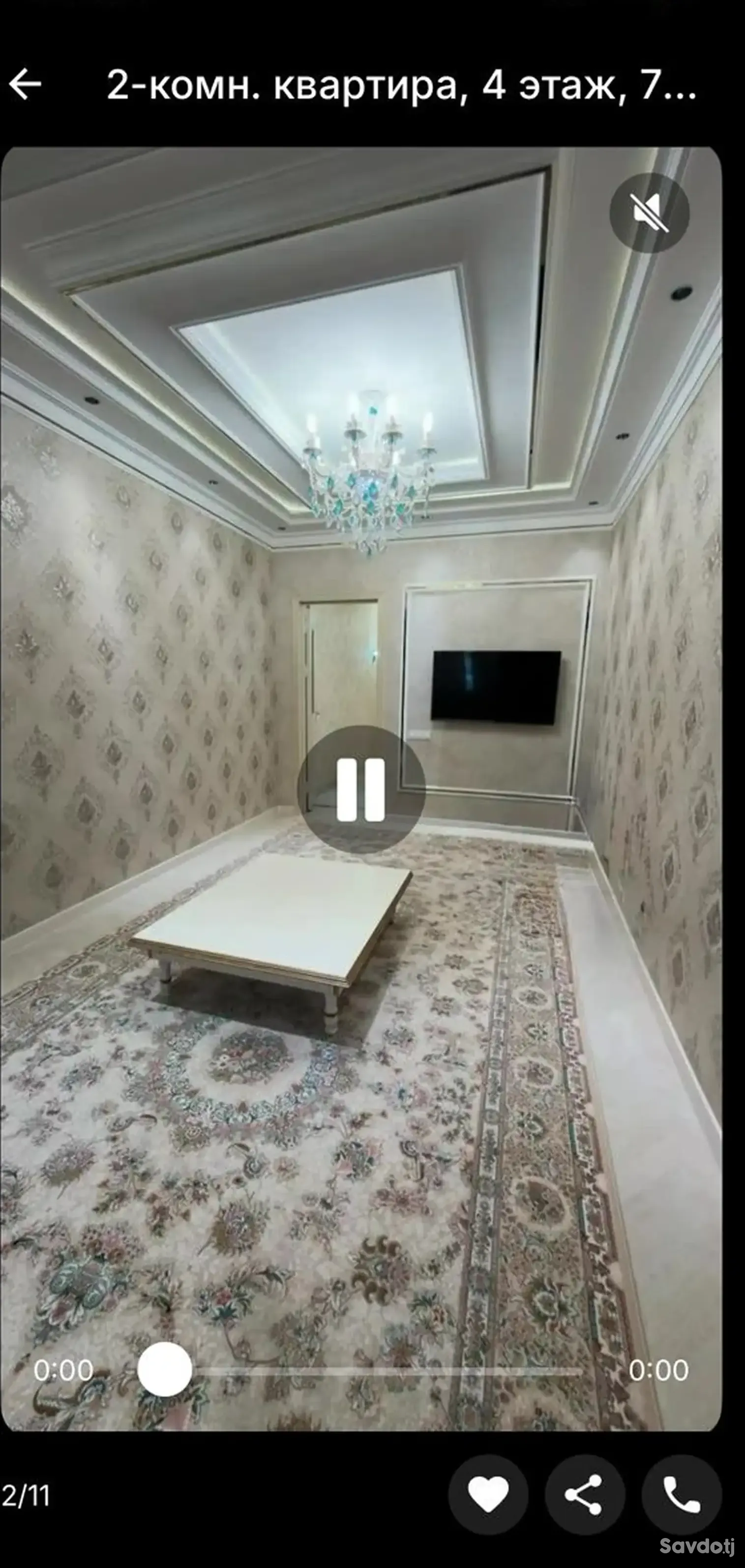 2-комн. квартира, 4 этаж, 75м², Сомони — фото 2
