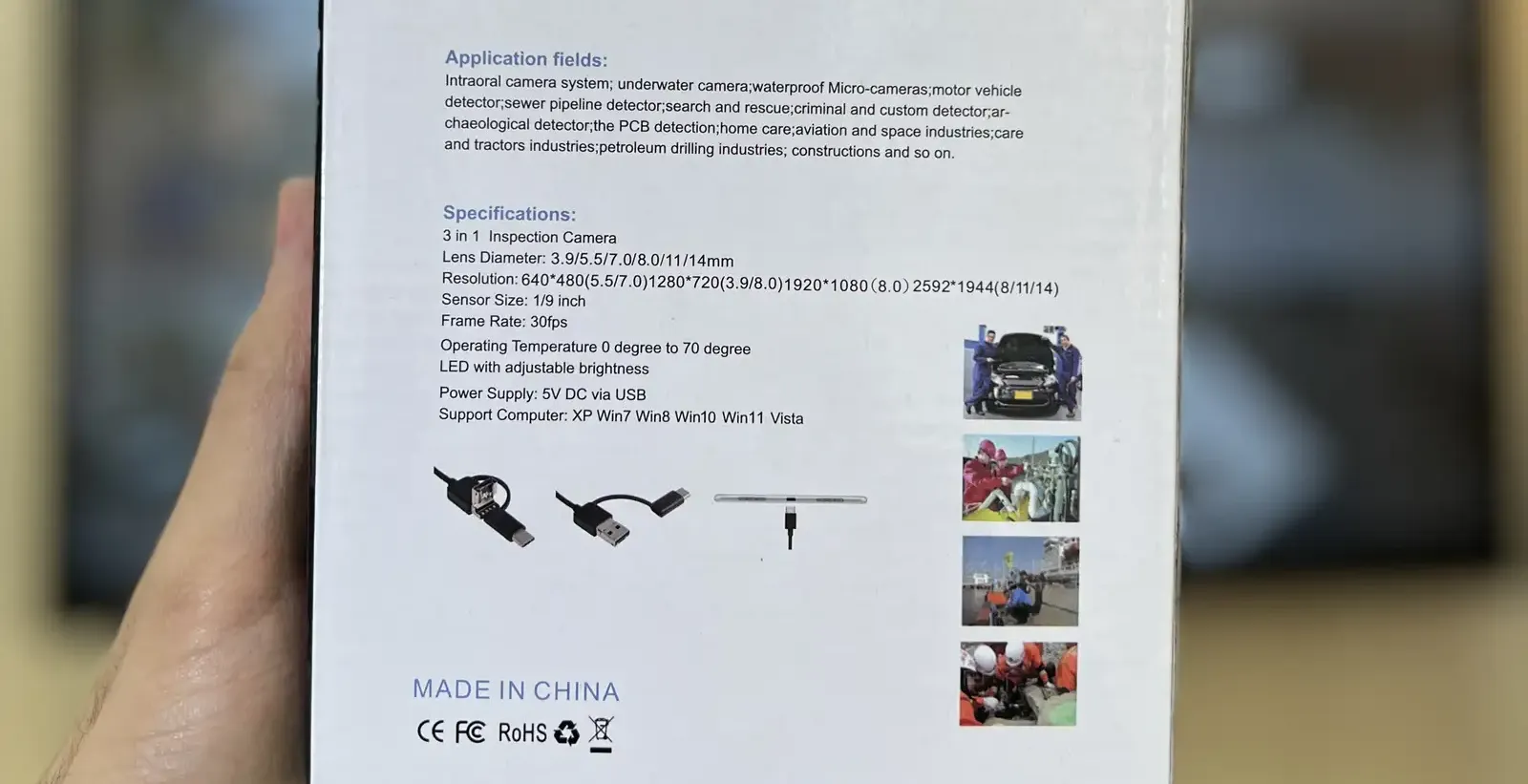 Эндоскоп 3-in-1 10 м для Type-C, Android и ПК