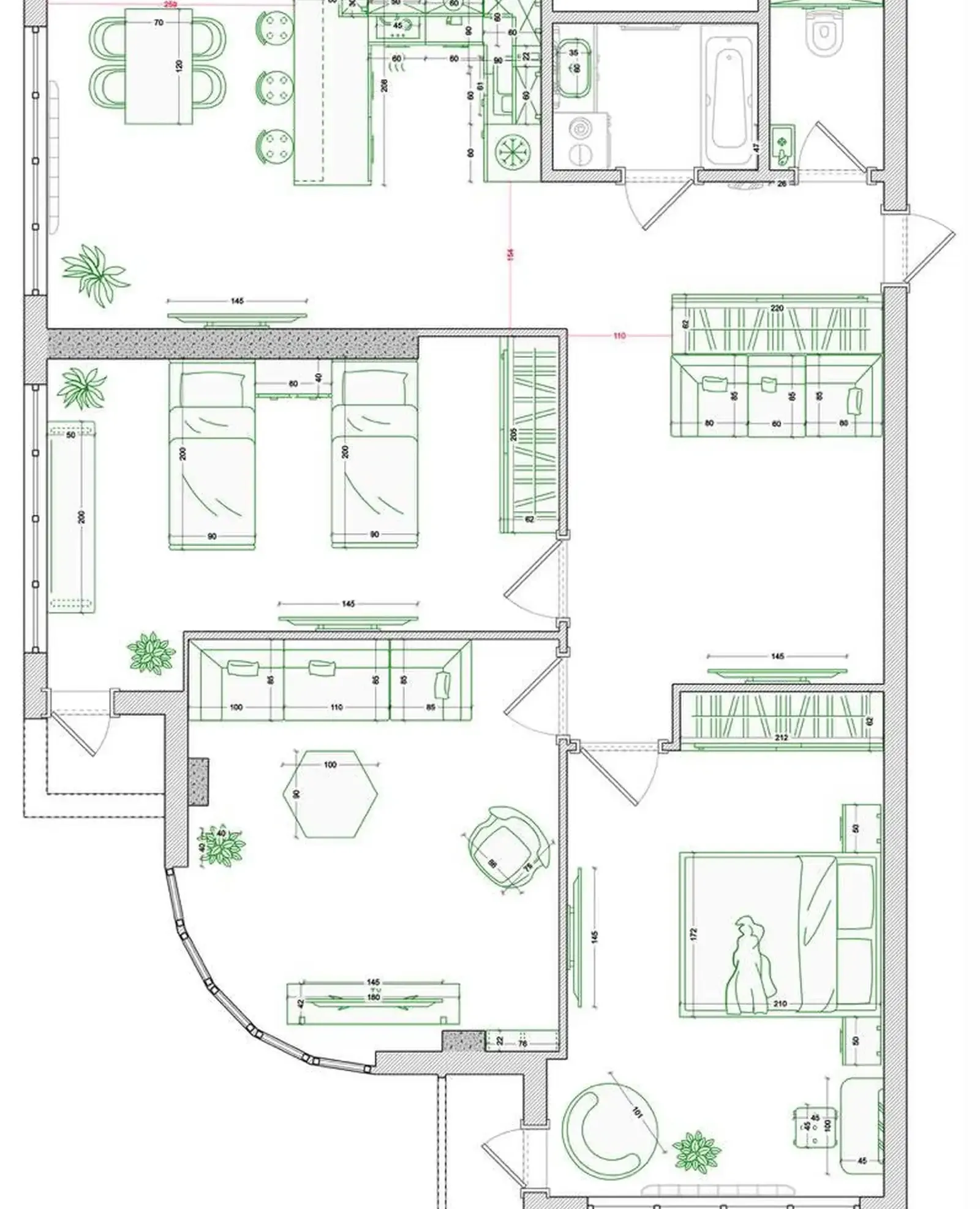 3-комн. квартира, 13 этаж, 91 м², Сомони — фото 4