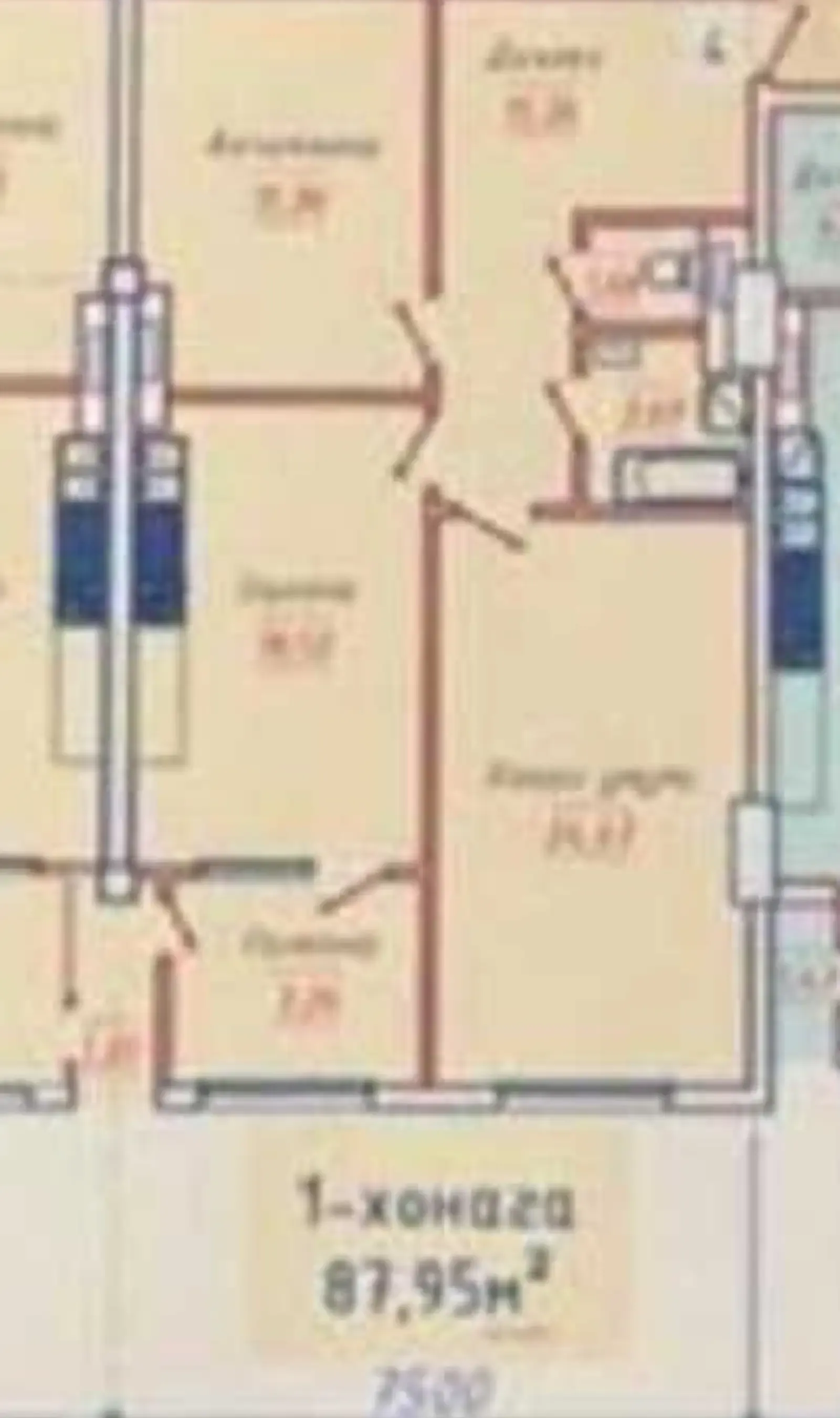 2-комн. квартира, 3 этаж, 88 м², оперка парк куруши кабир — фото 2