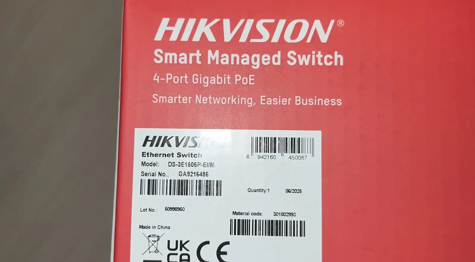 Switch POE Gigabit Hikvision DS-3E1506P-EI/MO-STD
