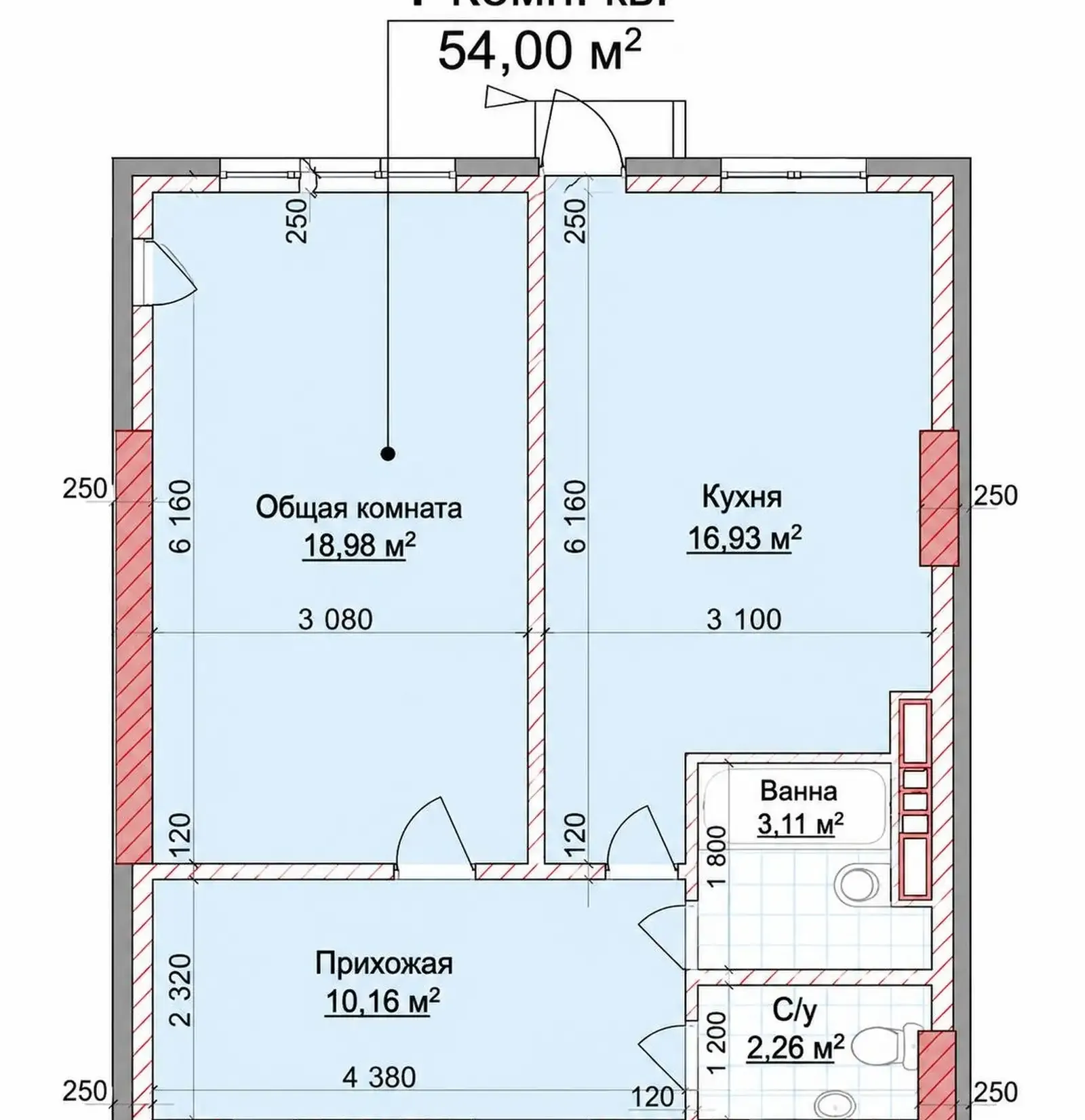 1-комн. квартира, 10 этаж, 54 м², Сино — фото 7