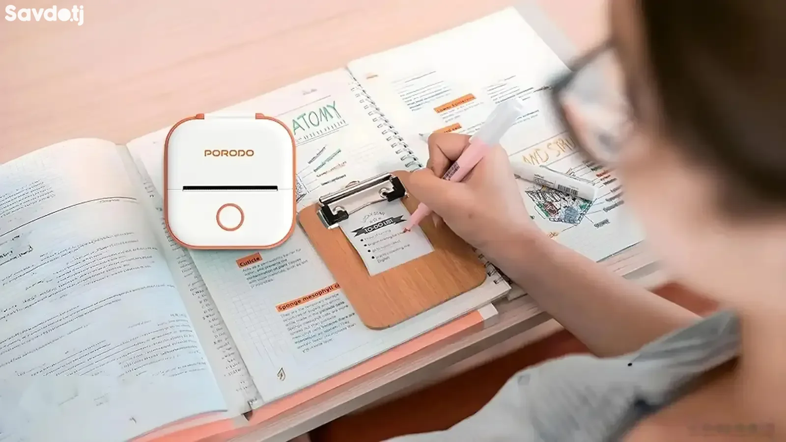 Мини принтер для этикеток Porodo Lifestyle Mini Label Printer бело-оранжевый