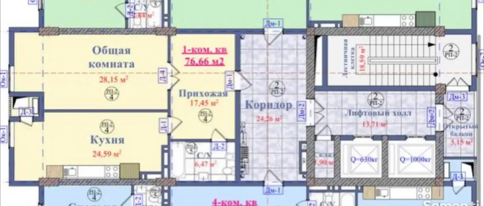 1-комн. квартира, 7 этаж, 78 м², Пединститут, Военкомат И. Сомони