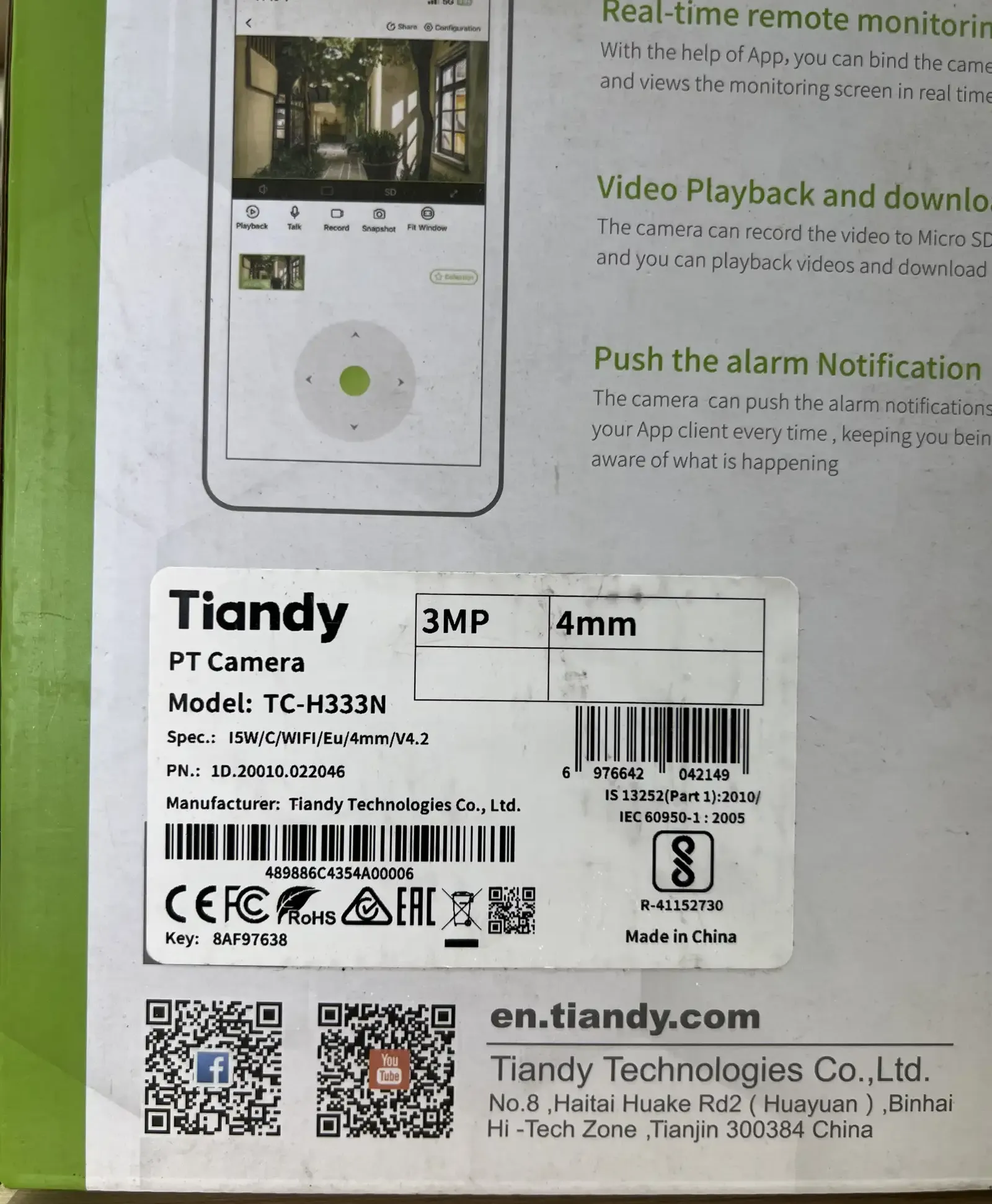 Камера видеонаблюдения Tiandy TC-H333N SpecI5W/C/WIFI/4mm/V4.2