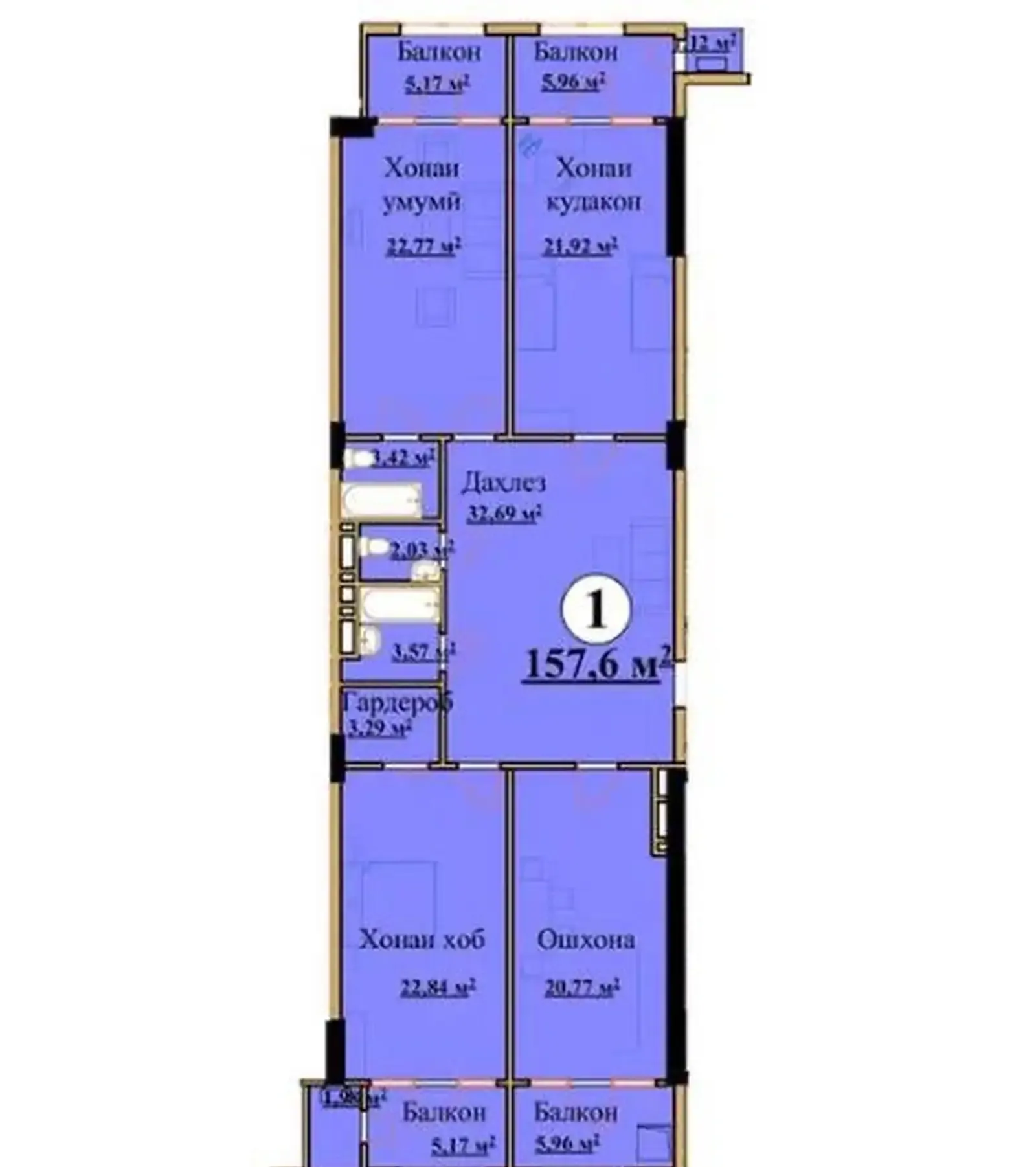 3-комн. квартира, 7 этаж, 157 м², И Сомони — фото 9