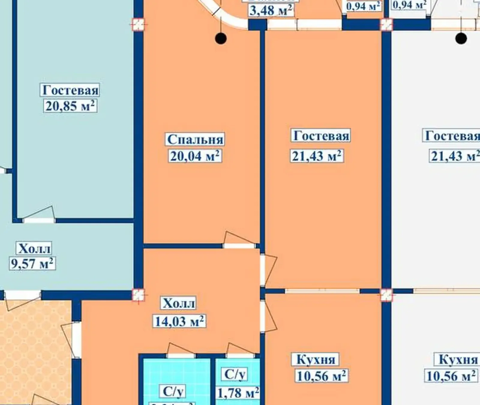 2-комн. квартира, 14 этаж, 72 м², И.Сомони — фото 5