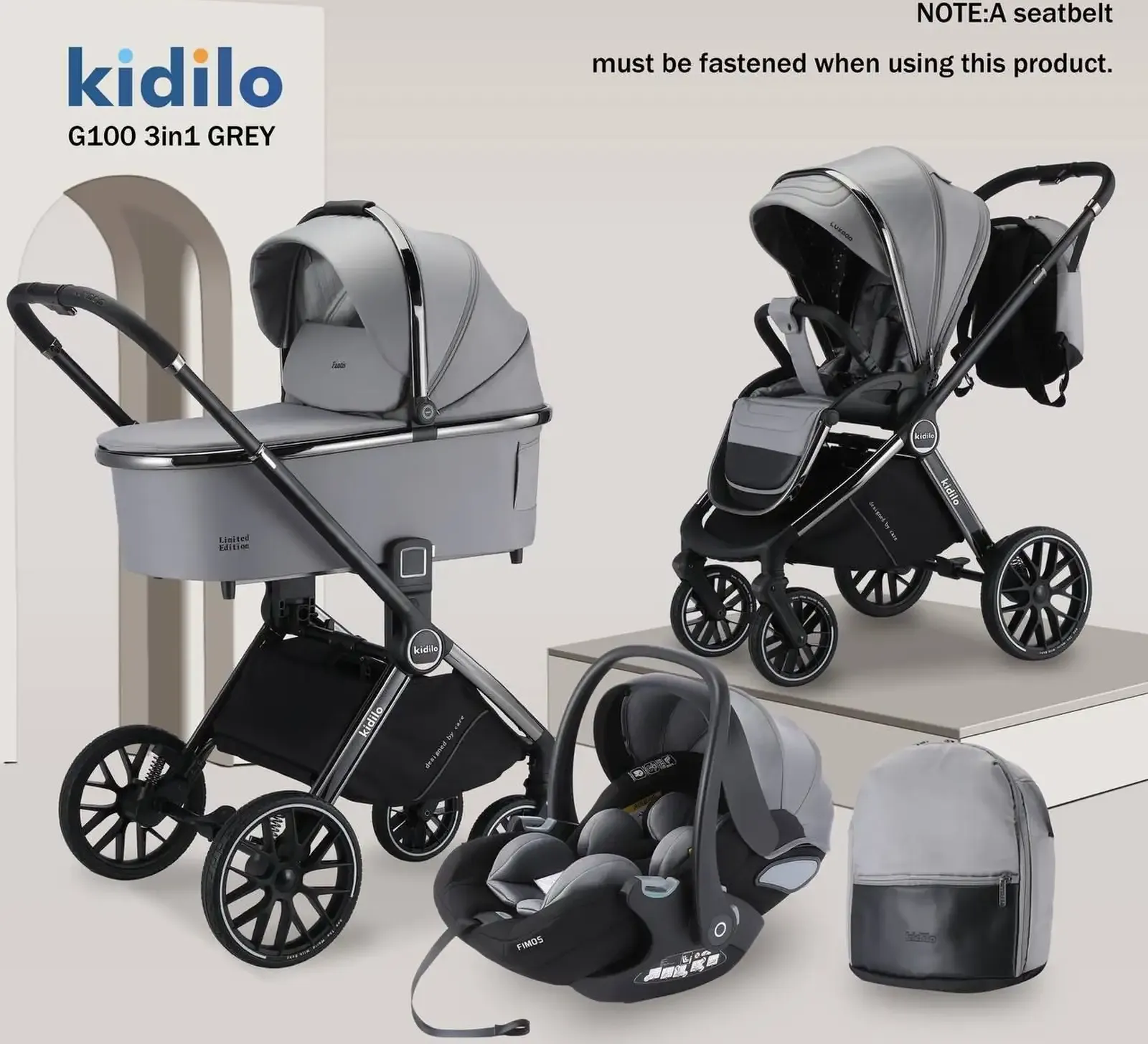 Детская коляска-трансформер Kidilo 3 в 1