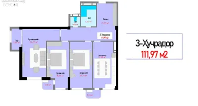 3-комн. квартира, 11 этаж, 112 м², Зарнисор — фото 2