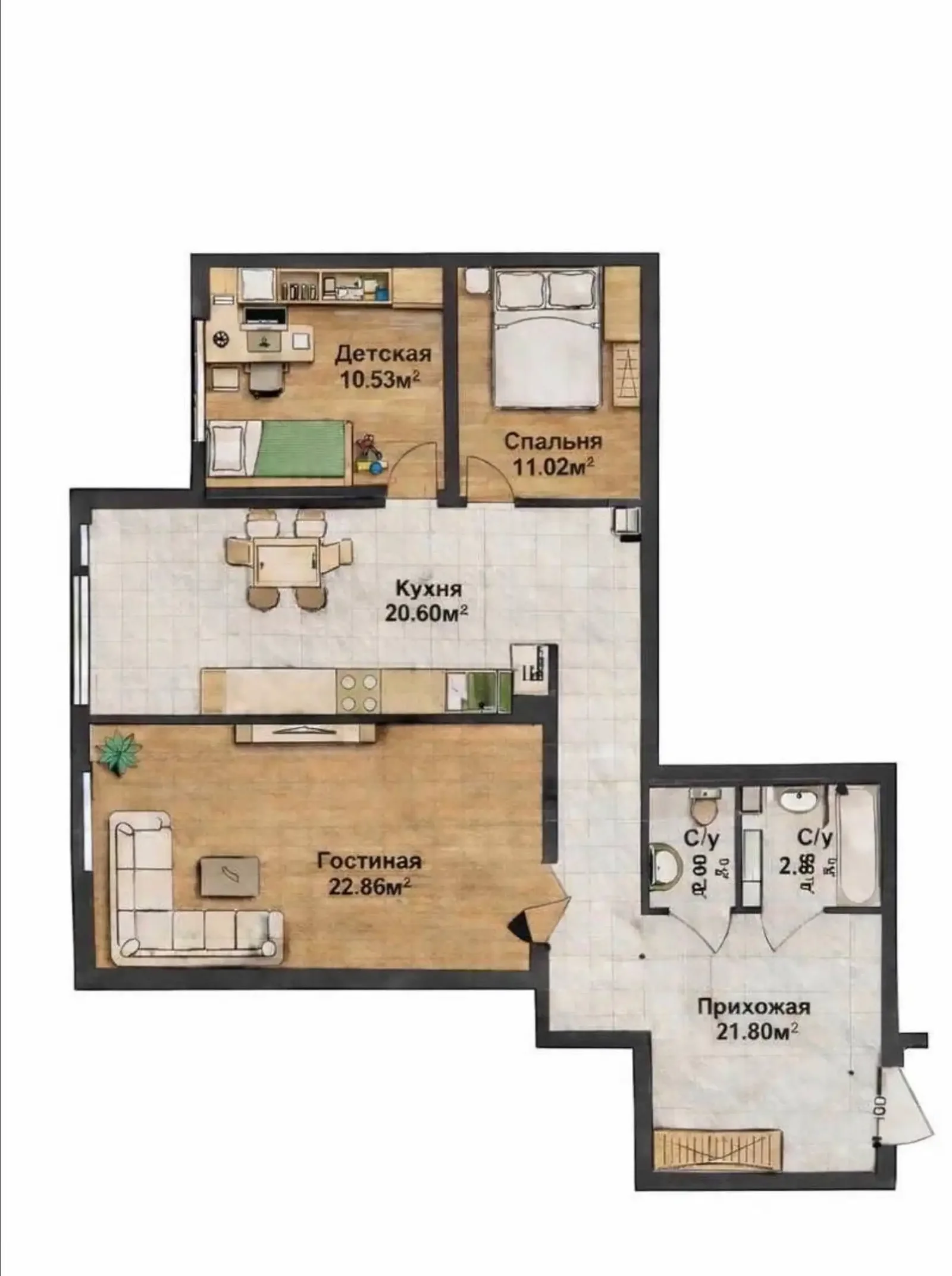 2-комн. квартира, 15 этаж, 99 м², Исмоили Сомони — фото 2