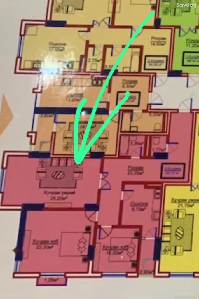 3-комн. квартира, 7 этаж, 100 м², Улица Гаффора Валаматзаде 8/3, Сзади Хукумата Шохмансур, Район Шохмансур