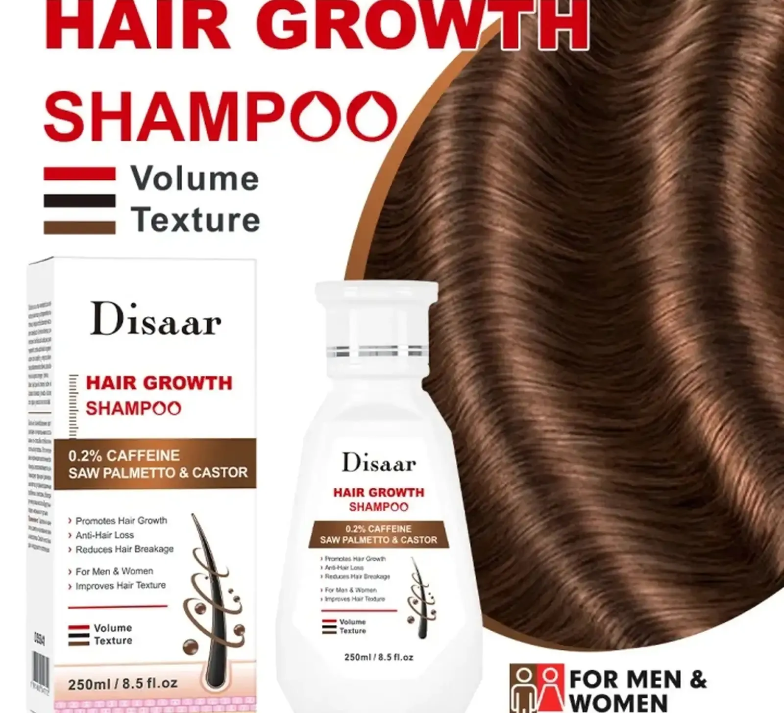 Шампунь Disaar Hair Growth Shampoo с кофеином и экстрактом пальмы сереноа