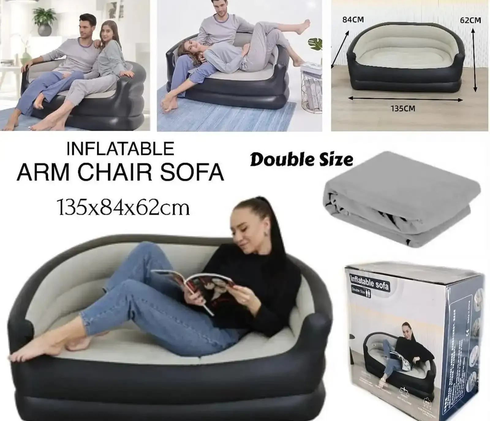 Кресло двухместное надувное с ручным насосом inflatable sofa