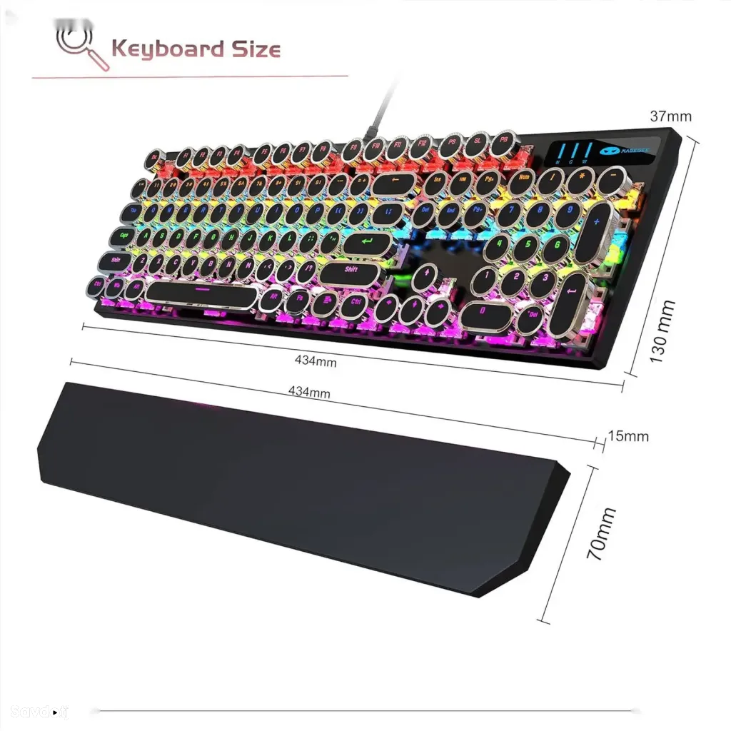 Механическая Клавиатура MageGee MK-Storm Blue Switch LED ENG Black