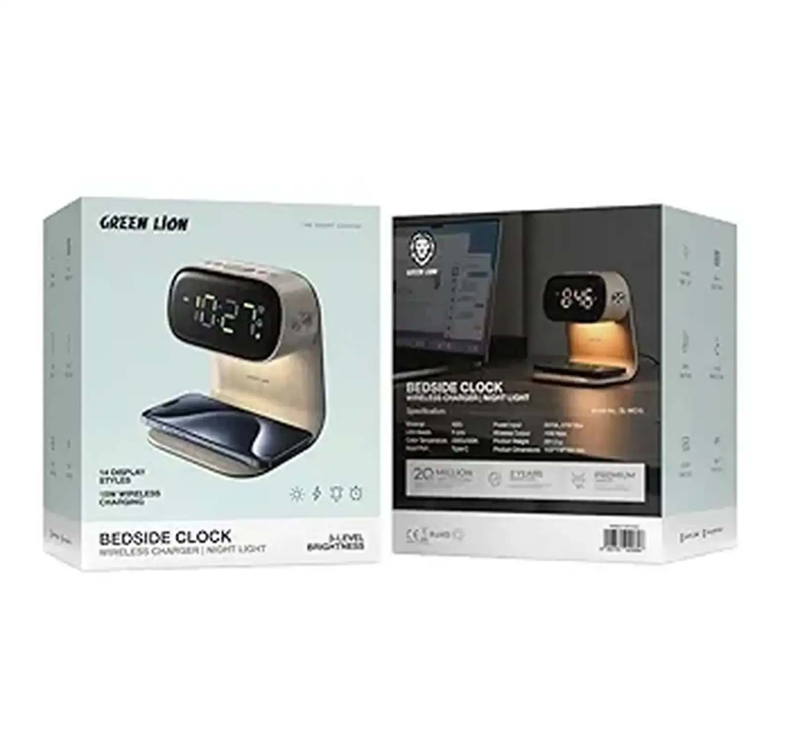 Часы с беспроводной зарядкой Green Lion Bedside Clock with Wireless