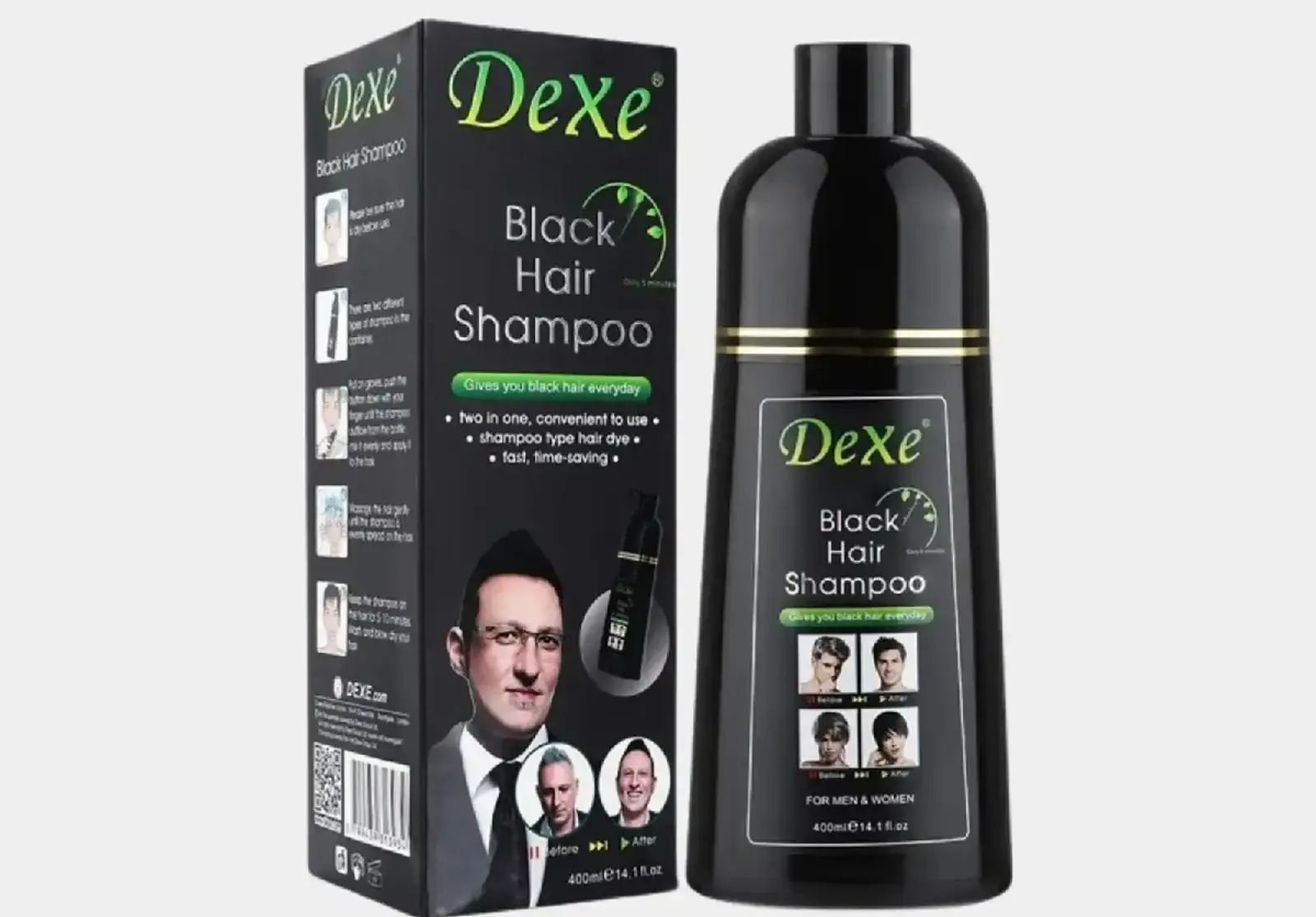 Шампунь краска для волос чёрный и коричневый Dexe