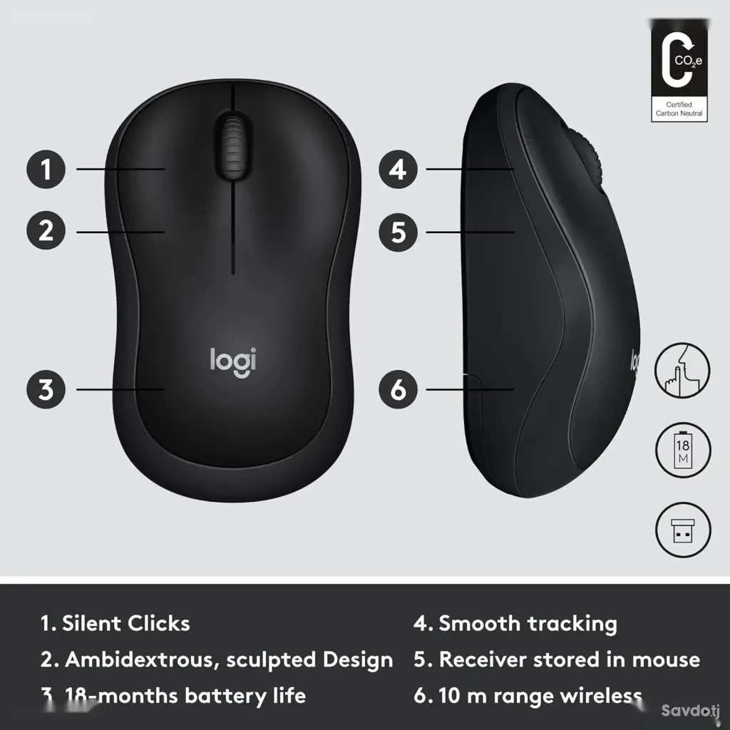 Беспроводная мышь Logitech M220 Silent Wireless Mouse Black