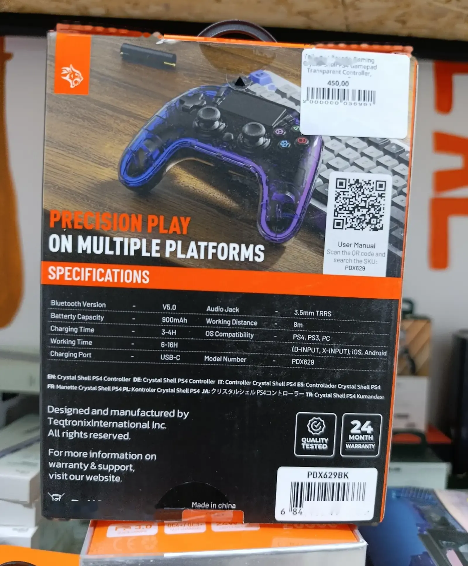 Геймпад Черный Беспроводной контроллер PS4 V2 для смартфона, для Пк