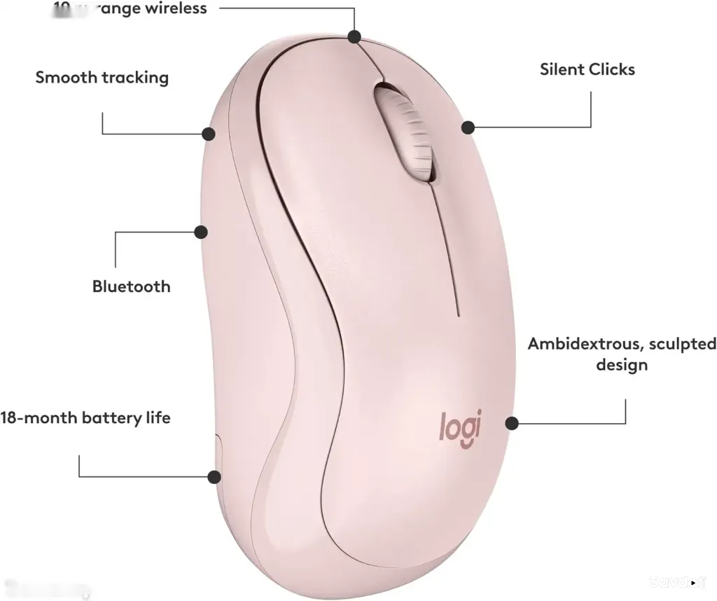 Беспроводная мышь Logitech M240 Silent Bluetooth Mouse Rose