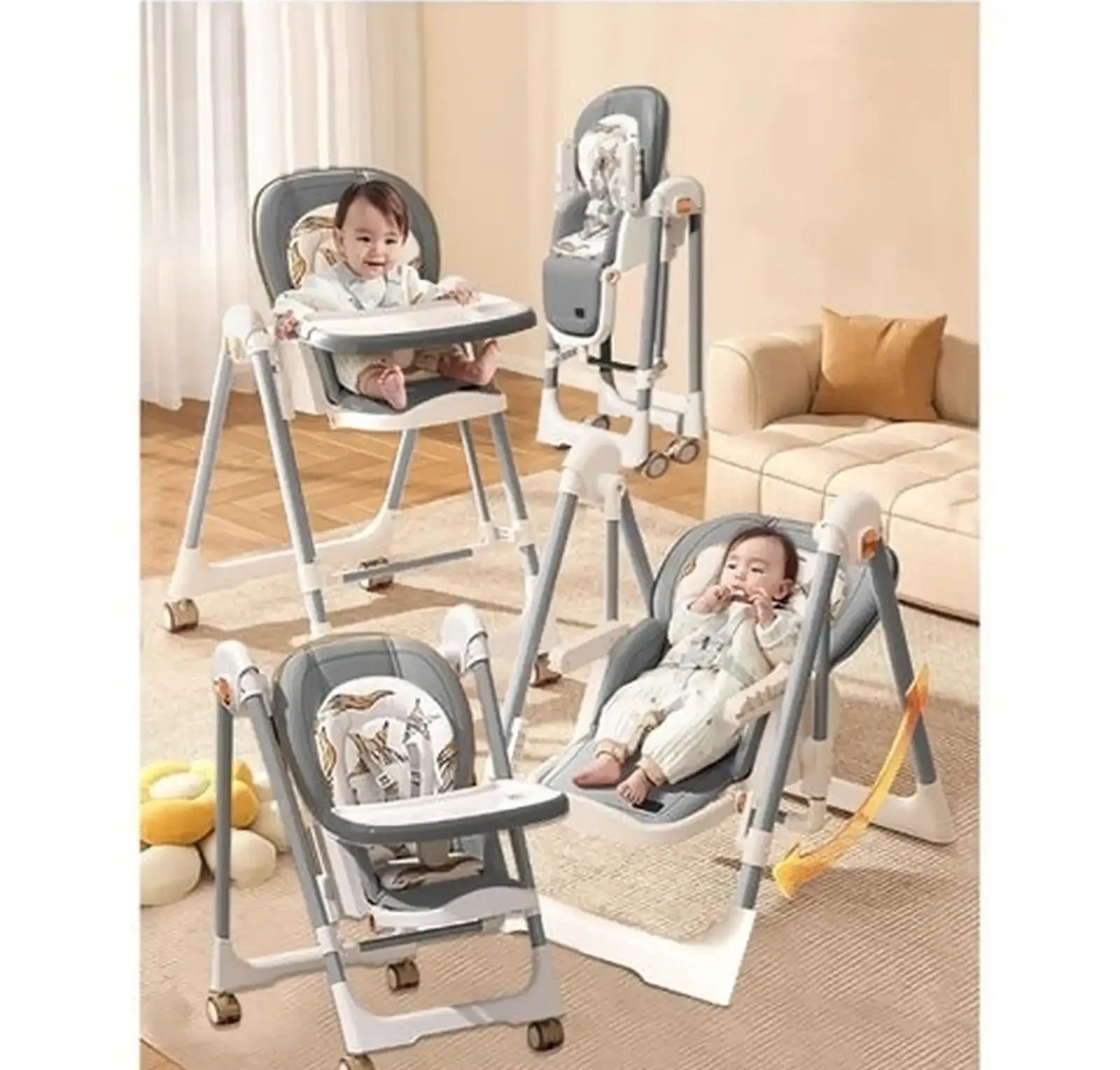 Детский стульчик для кормления + качели, 2 в 1 Kidilo