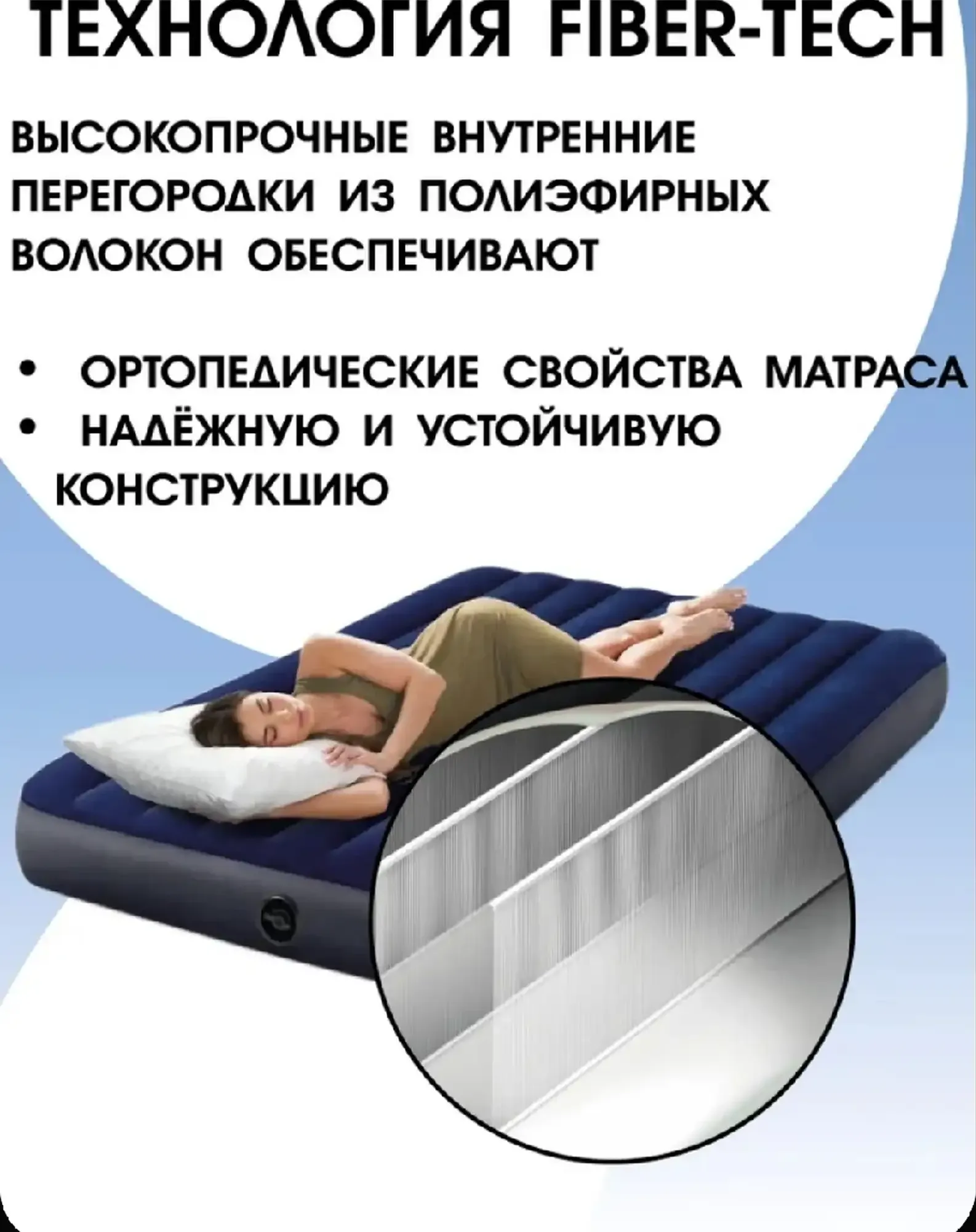 Матрас надувной для сна 152х203х25см + 2подушки + насос Intex